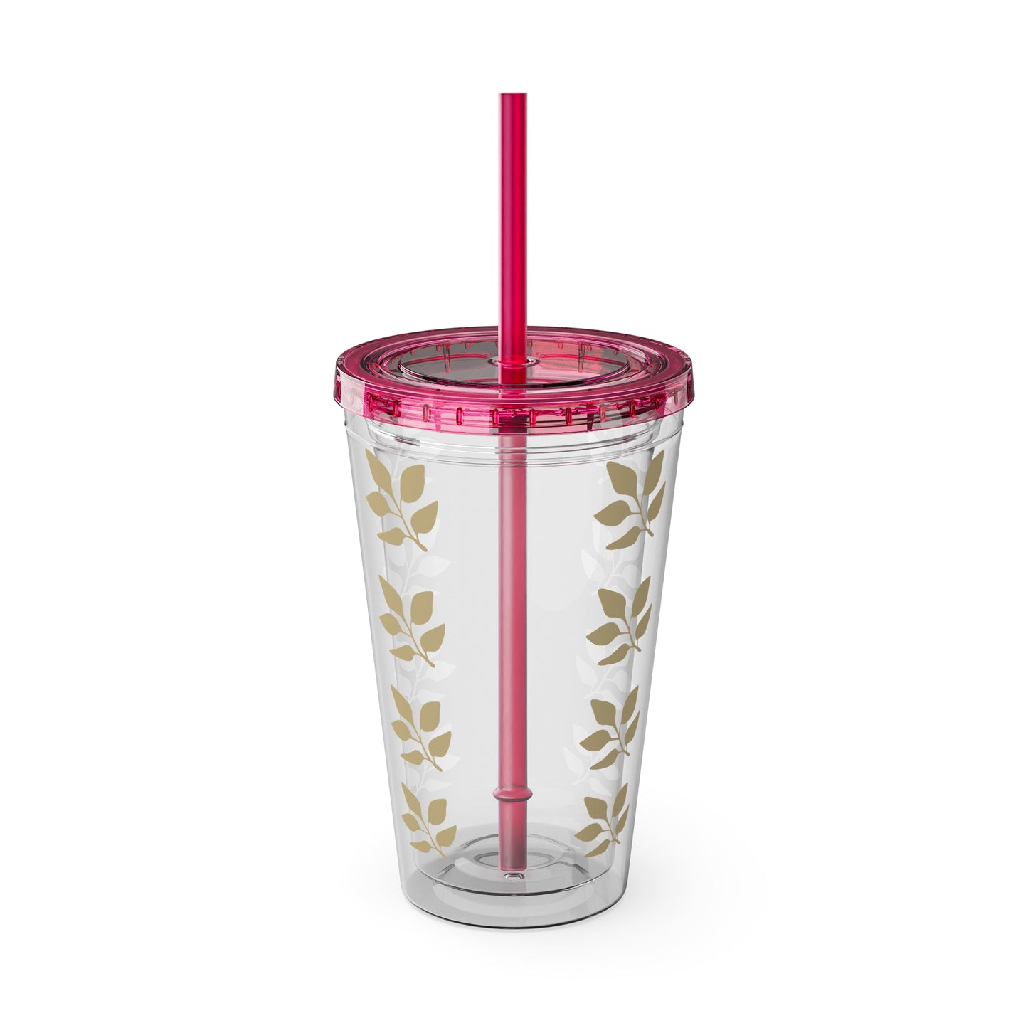 Sunsplash Floral Tumbler with Straw - 16oz Clear Drinkware