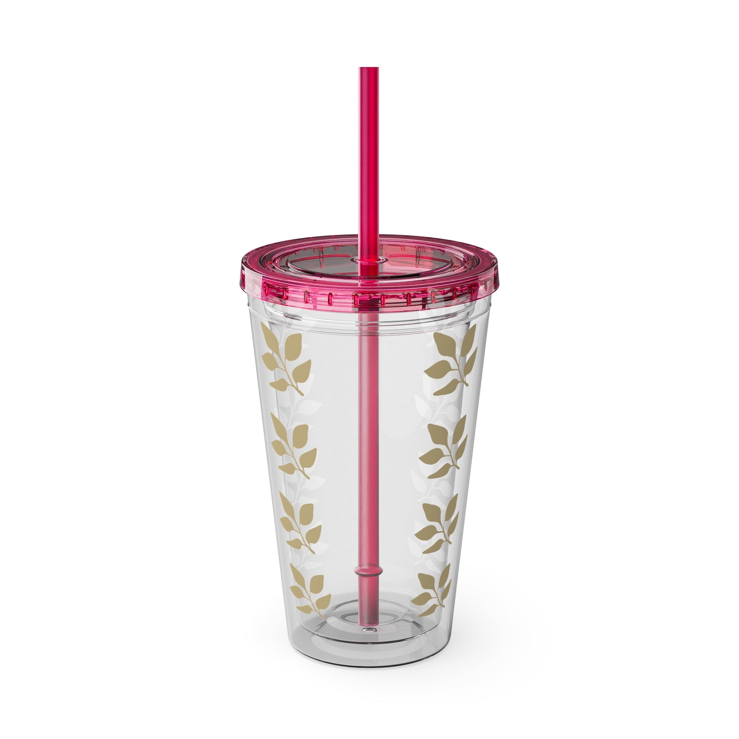 Sunsplash Floral Tumbler with Straw - 16oz Clear Drinkware