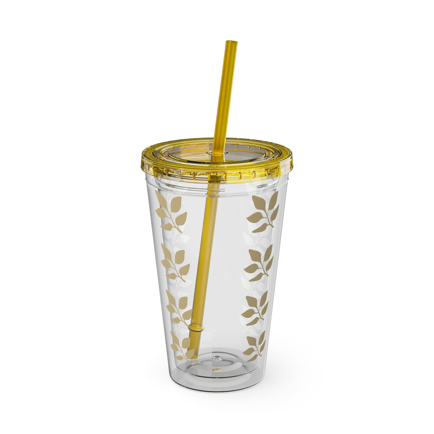 Sunsplash Floral Tumbler with Straw - 16oz Clear Drinkware