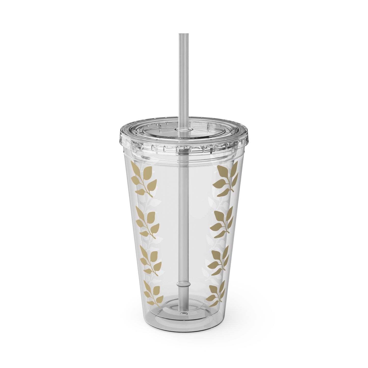 Sunsplash Floral Tumbler with Straw - 16oz Clear Drinkware