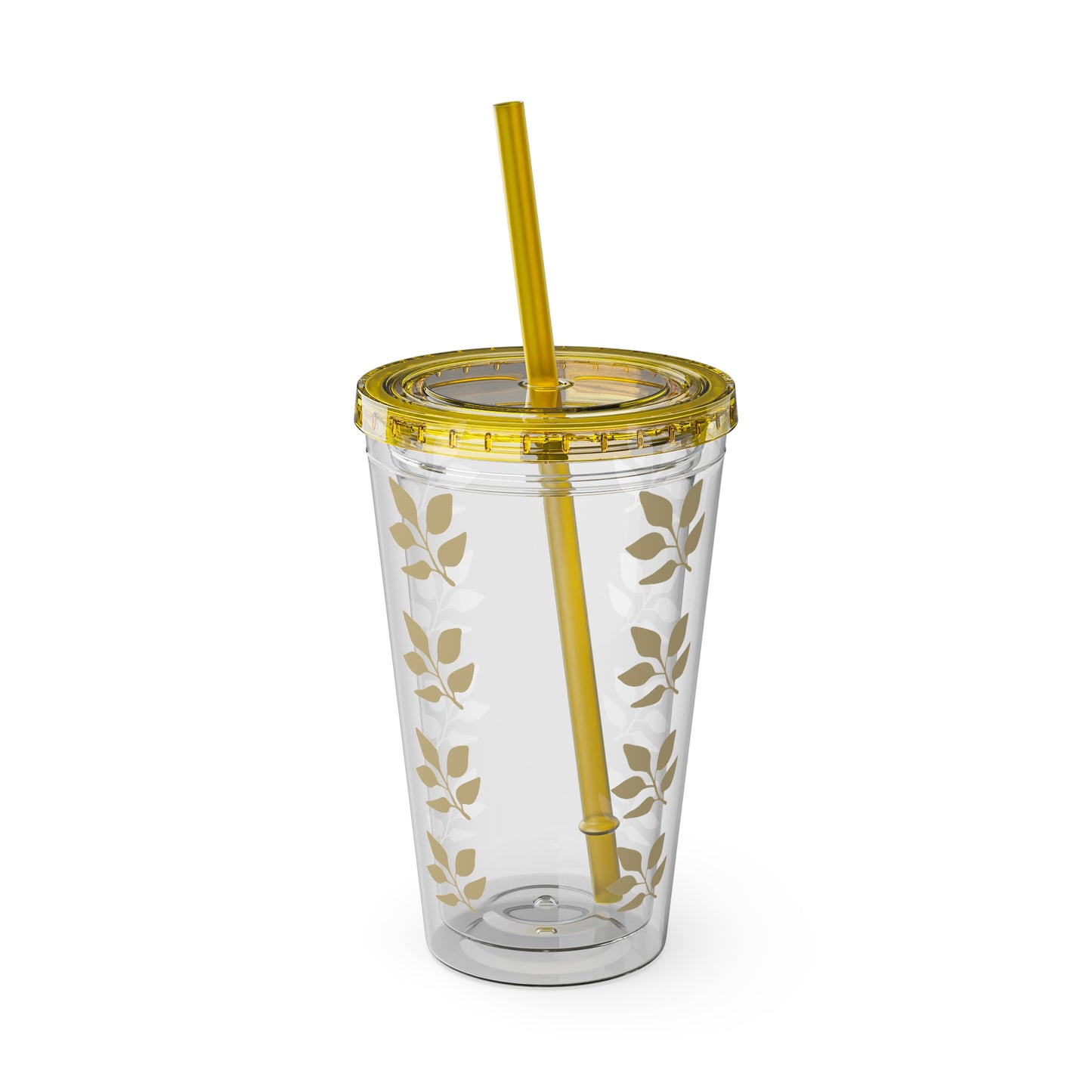 Sunsplash Floral Tumbler with Straw - 16oz Clear Drinkware