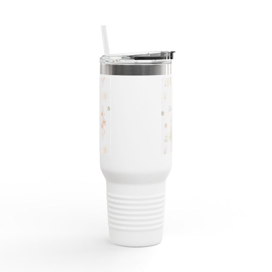 Romanticize Your Life Insulated Travel Mug - 40oz Floral Design