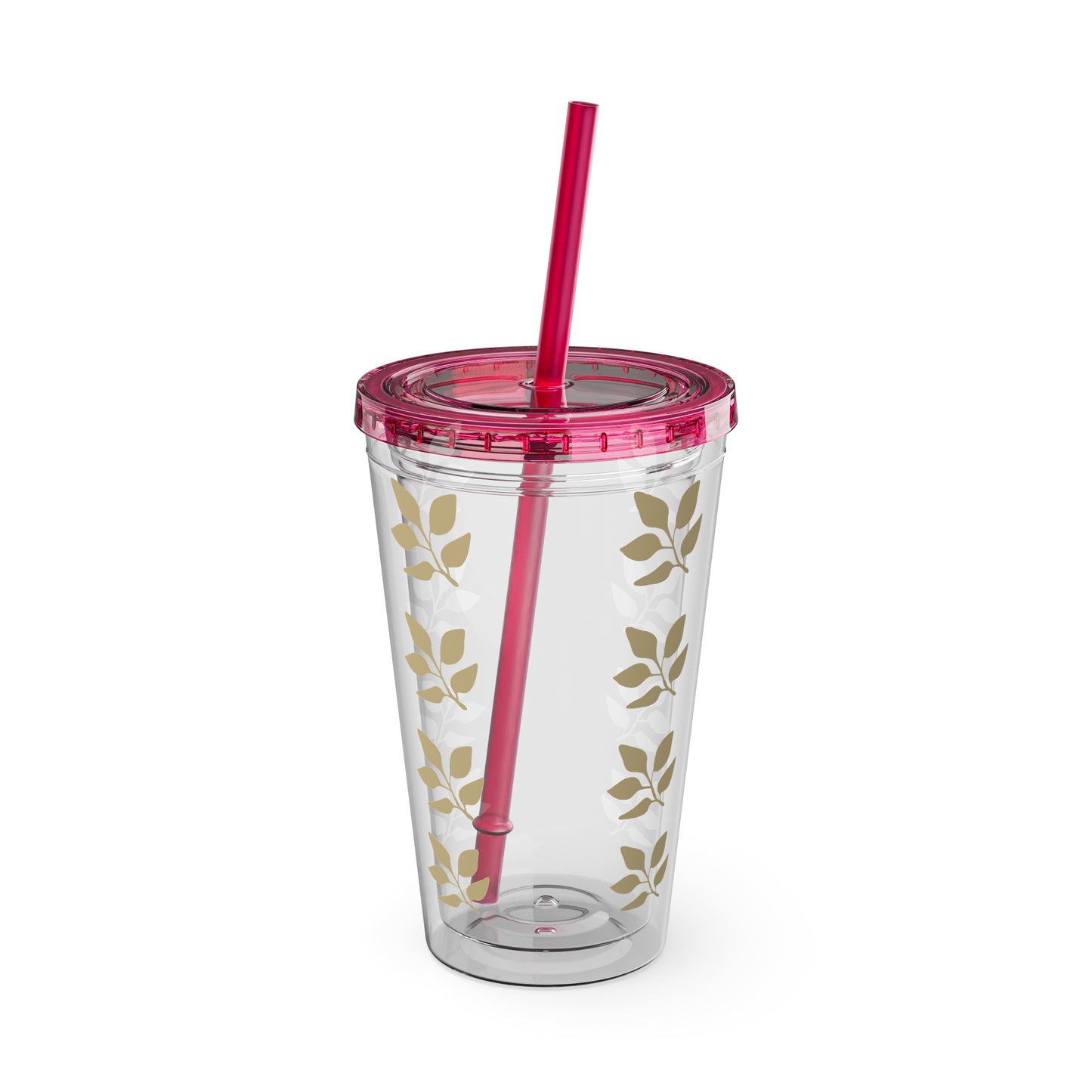 Sunsplash Floral Tumbler with Straw - 16oz Clear Drinkware
