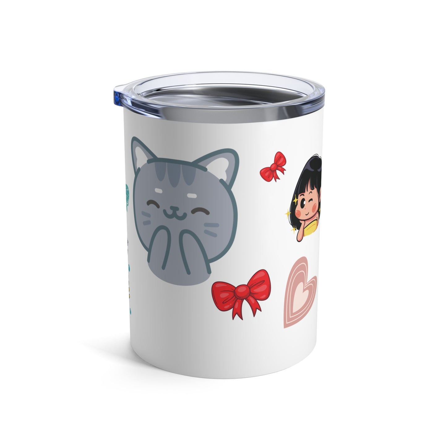 Cute Cat & Mermaid 10oz Tumbler - Perfect for Kids & Animal Lovers