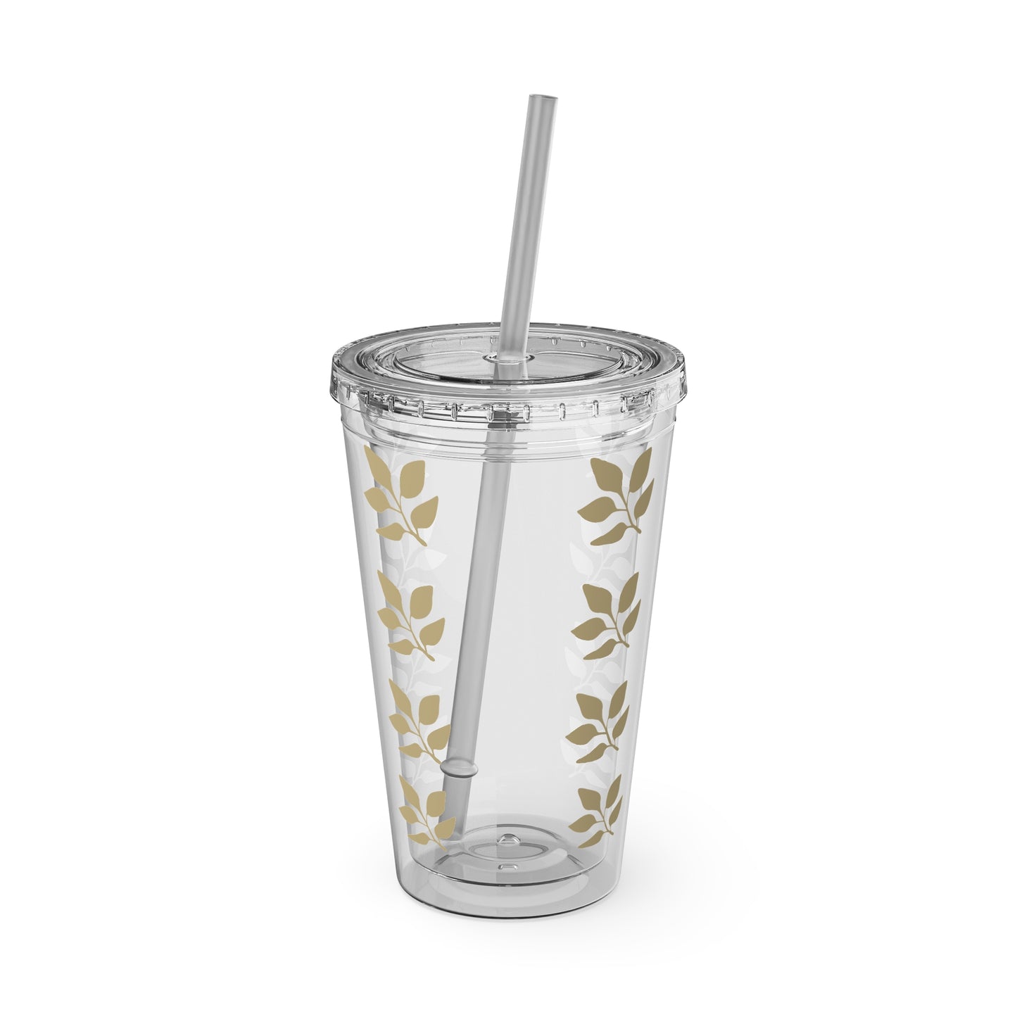 Sunsplash Floral Tumbler with Straw - 16oz Clear Drinkware