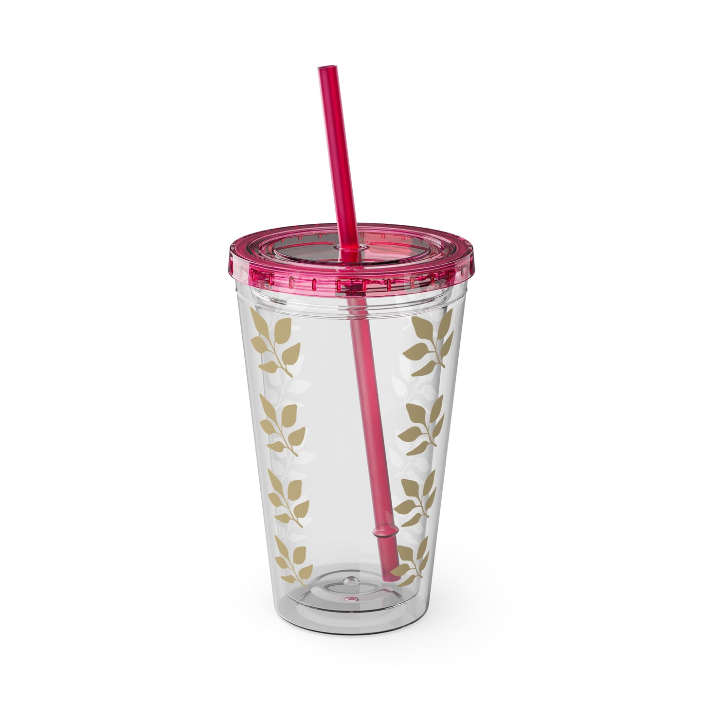 Sunsplash Floral Tumbler with Straw - 16oz Clear Drinkware