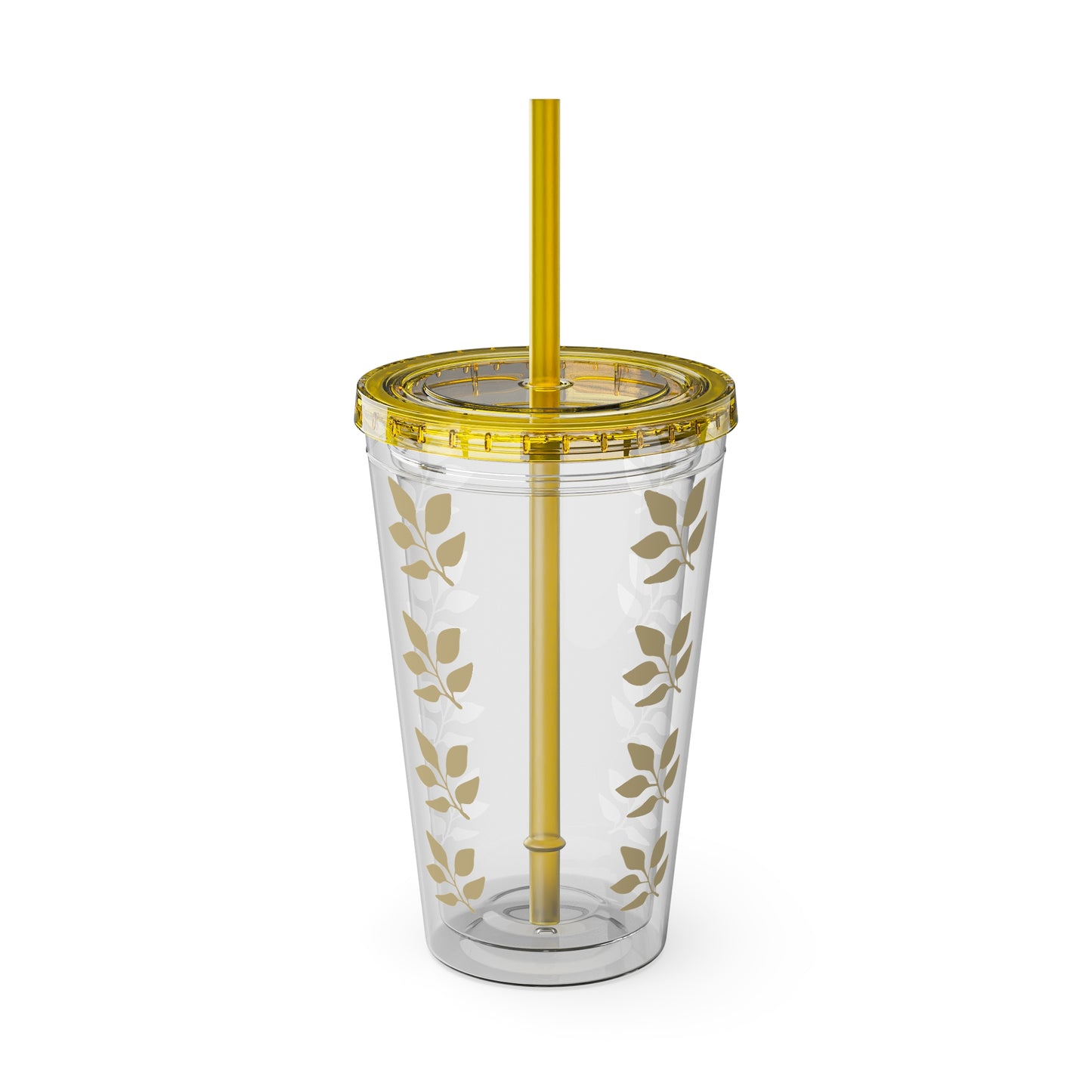 Sunsplash Floral Tumbler with Straw - 16oz Clear Drinkware