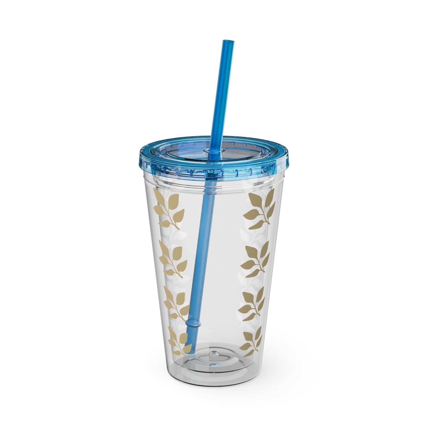 Sunsplash Floral Tumbler with Straw - 16oz Clear Drinkware